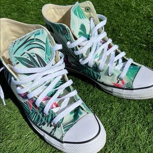 Tropical print Mint green Converse All Star size 8M/10W